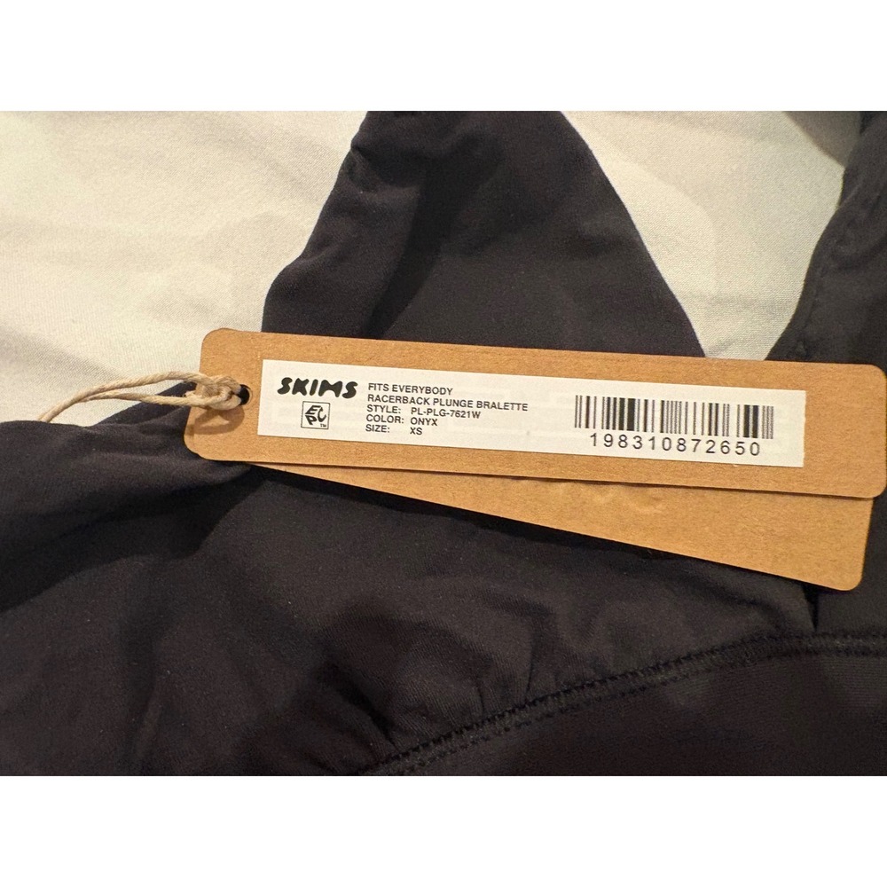 SKIMS Fits Everybody Racerback Plunge Bralette Onyx Black XS PL-PLG-7621W - Picture 2 of 4